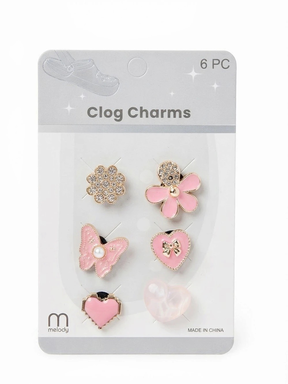 Melody Pink & Gold 6-Piece Clog Charms NWT